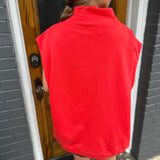 'GEORGIA' PRINT OVERSIZED MUSCLE TOP - RED