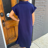 SOLID MIDI DRESS-NAVY