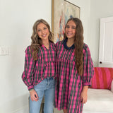 MITZY PLAID TOP - PINK