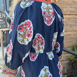FLOWER PATCH MIDI DRESS - MIDNIGHT