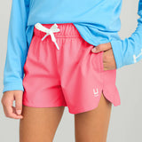 GIRLS PURSUIT VOLLEY SHORTS - NEON CORAL
