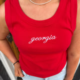 "GEORGIA" RIBBED TANK - RED
