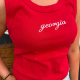 "GEORGIA" RIBBED TANK - RED