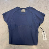 CAP SLEEVE BASEBALL TEE - INDIGO STORM
