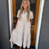 KINSLEY DRESS - STRIPE BLK/TAN