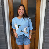 EMBROIDERED DUCK KNIT TOP - BLUE