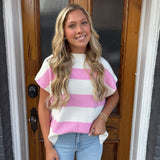 PINK/WHT SWEATER TOP