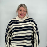 NAVY STRIPED OVERSIZED CREWNECK