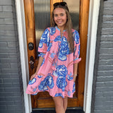 FLORAL SMOCKED BABYDOLL DRESS - PINK