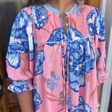 FLORAL SMOCKED BABYDOLL DRESS - PINK