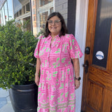 ELOISE DRESS - TRELLIS TILES PINK