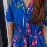 THE SHAW FLORAL BELTED DRESS - BLUE