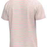 HORIZON STRIPE POLO - WHT/CORAL