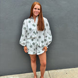 POLKA DOT SHORTS SET - SAGE/WHT