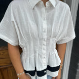 THE PLEATED DETAILS TOP - OFF WHITE