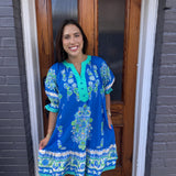 CERULEAN MIX PRINTED DRESS