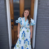 BLOSSOM MEADOW PRINT MIDI DRESS - CREAM