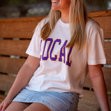 LG COLLEGIATE TEE - PURP/YEL