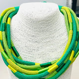 SLUB ROPE NECKLACE - GREEN/CITRUS