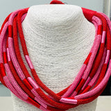 SLUB ROPE NECKLACE - PINK/RED