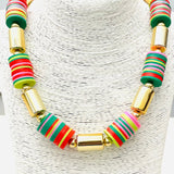 HOLIDAY CHUNKY NECKLACE - MULTI/GLD