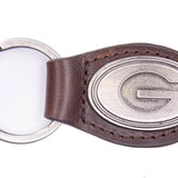 UGA OVAL LEATHER KEY FOB