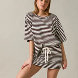 BROWN STRIPED SKORT SET