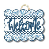 BLUE/WHT SCALLOP WELCOME HANGER