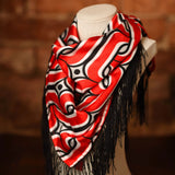 GAME DAY FRINGE SCARF - RED/BLK