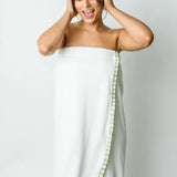 CABANA RUFFLE SPA WRAP - GREEN STRIPE
