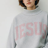 'JESUS' REVERSIBLE MOCK SWEATSHIRT - GREY