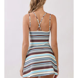 STRIPED ATHLEISURE DRESS - BROWN
