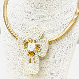 HOLIDAY - The Cross Necklace (white/gold)