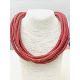 SLUB ROPE NECKLACE - RD/BLK TWEED