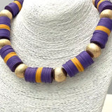 SCHOOL SPIRIT NECKLACE - PUR/GOL