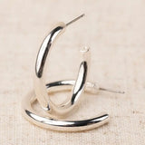 ESTONIA HOOP EARRINGS - SHINY SILVER