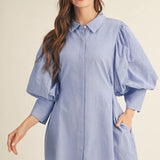 THE BISHOP PINSTRIPE DRESS - BLUE