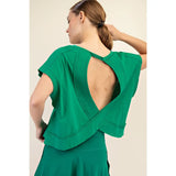 SLUB OPEN BACK TOP  - KELLY GREEN