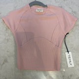 CAP SLEEVE BASEBALL TEE - PINK MOSCATO