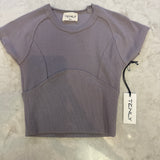 CAP SLEEVE BASEBALL TEE - COBBLESTONE