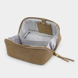 FOLD-OUT MIRROR MAKEUP BAG - TAUPE