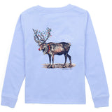 BOYS LS REINDEER SHIRT - LIGHT BLUE